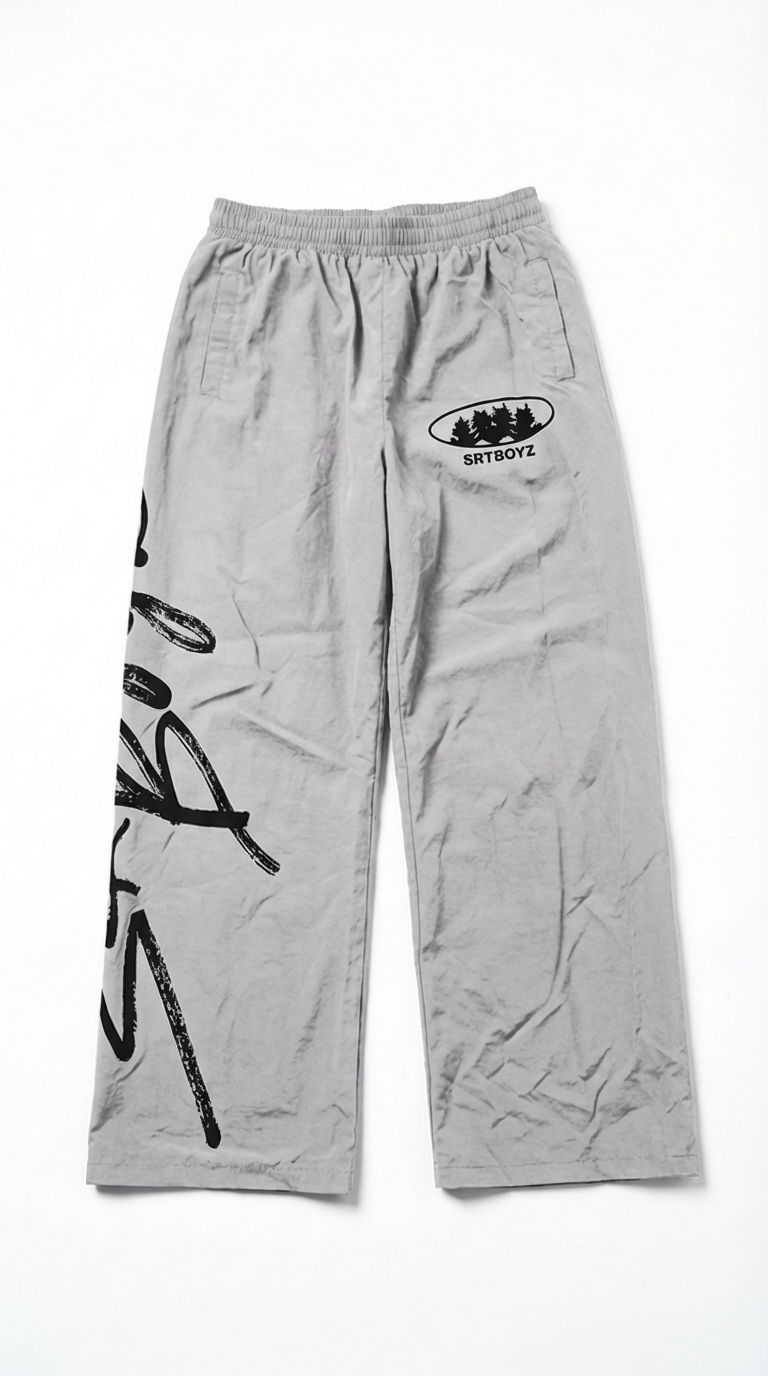 GREY/BLACK NYLON PANTS