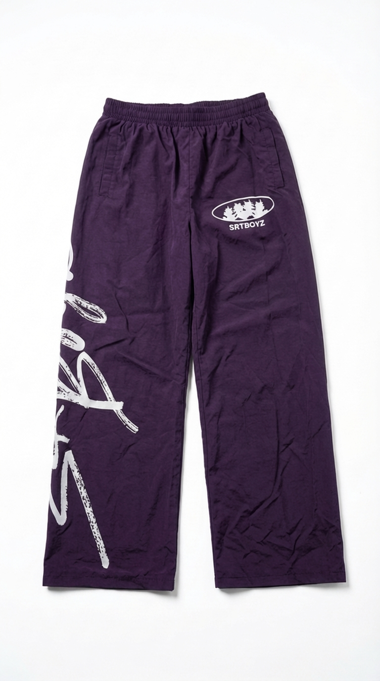 PURPLE/WHITE NYLON PANTS